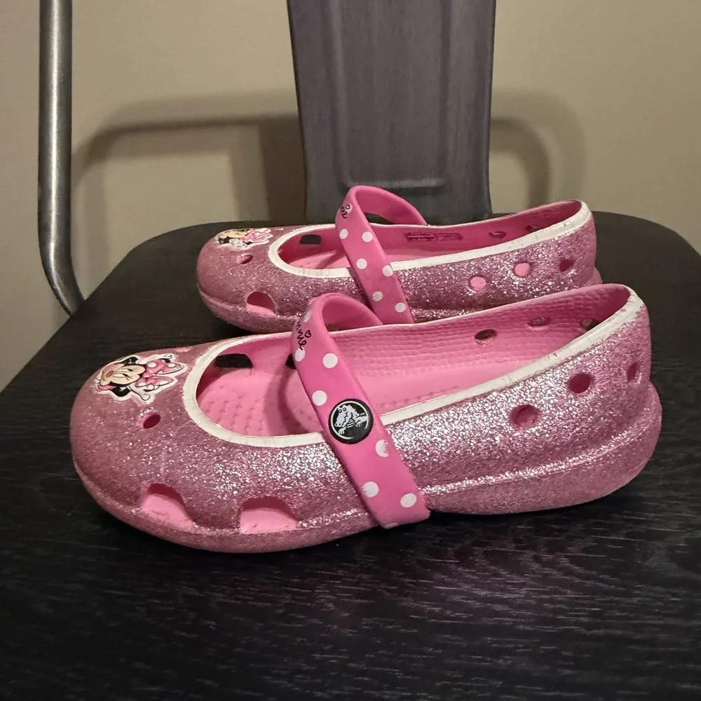 CROCS Pink Glitter Minnie Mouse Kids Shoes
